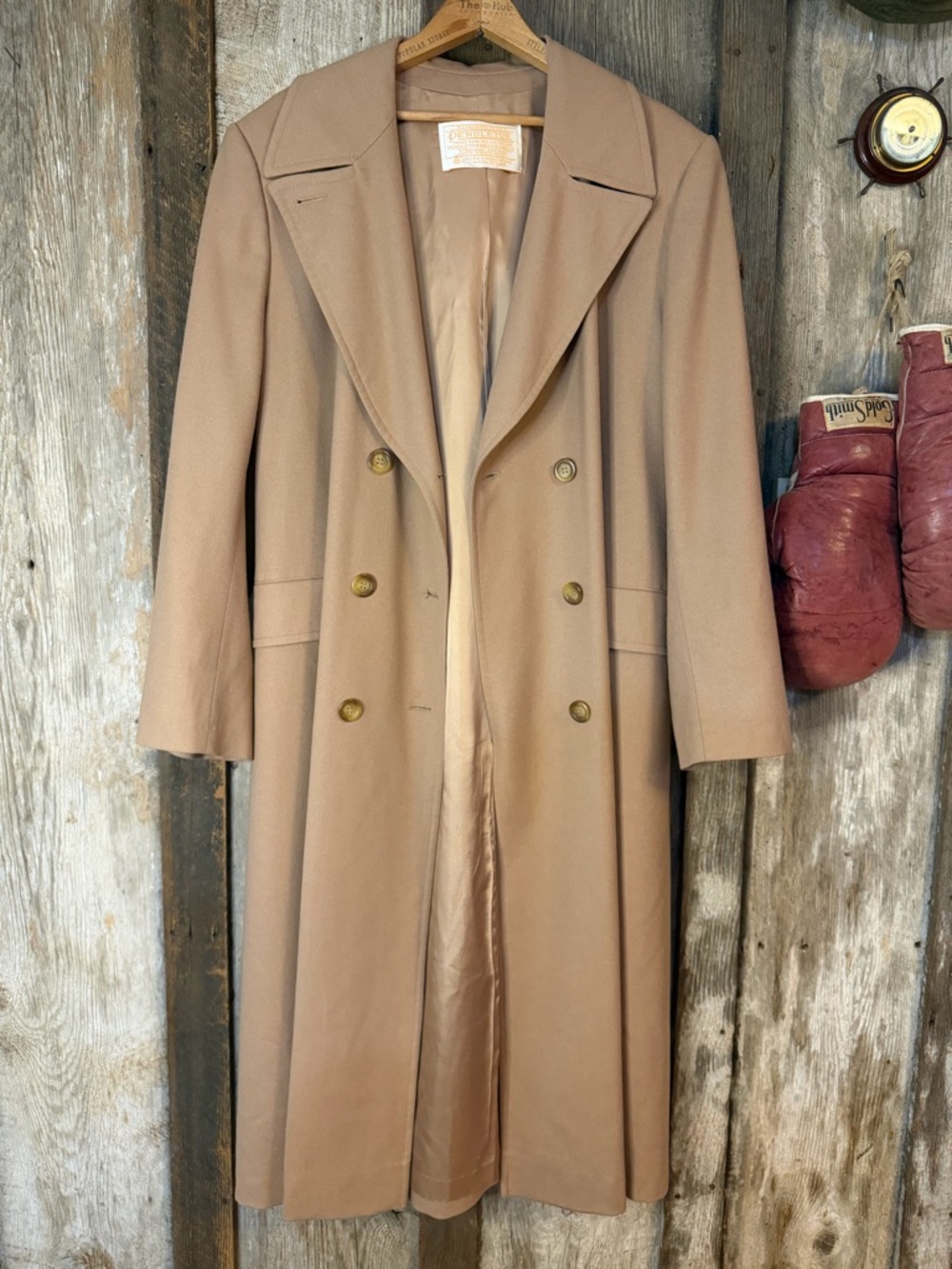 VTG 70s/80s Pendleton 100% Wool Camel Brown/Tan Trench Overcoat: Ladies Size 16 - Picture 14 of 14